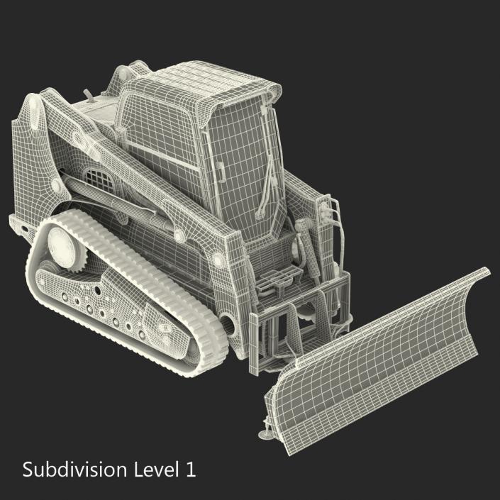 Compact Tracked Loader Bobcat With Blade Rigged 3D