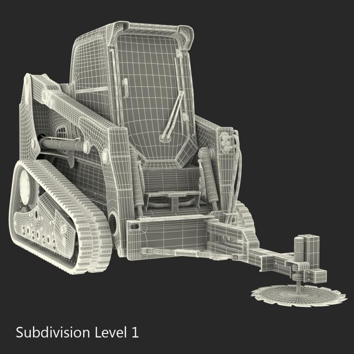 Compact Tracked Loader With Brush Saw 3D