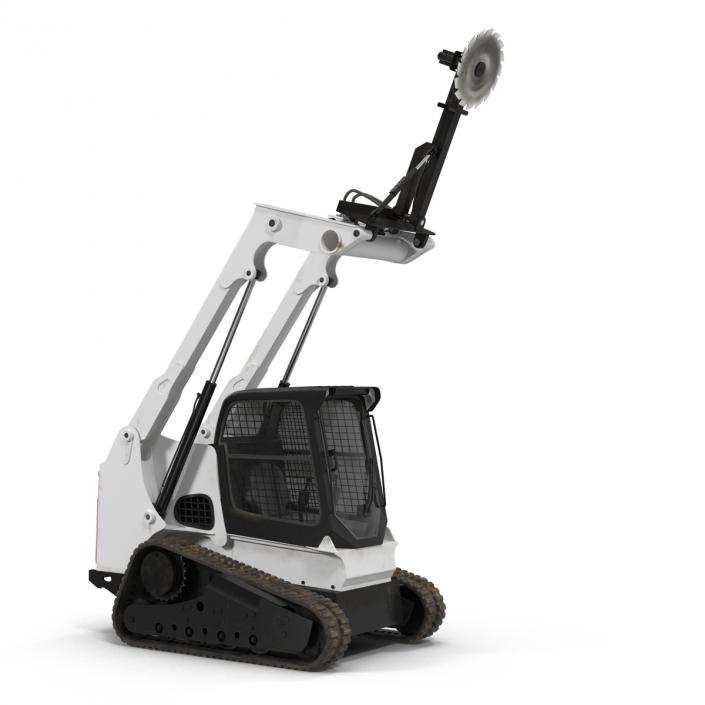 Compact Tracked Loader With Brush Saw Rigged 3D model