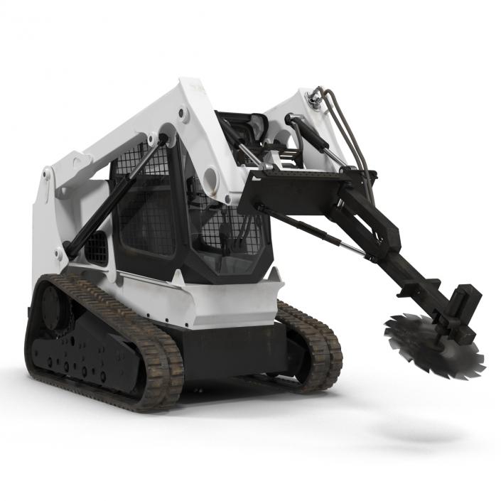 Compact Tracked Loader With Brush Saw Rigged 3D model