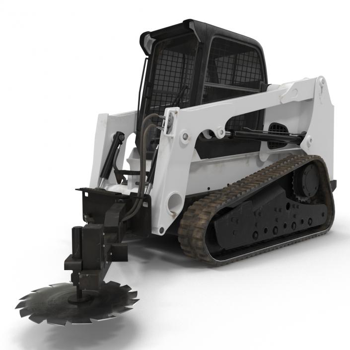 Compact Tracked Loader With Brush Saw Rigged 3D model