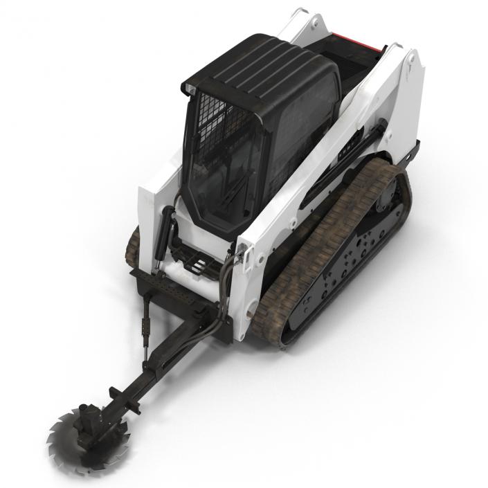 Compact Tracked Loader With Brush Saw Rigged 3D model