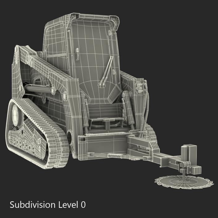 Compact Tracked Loader With Brush Saw Rigged 3D model