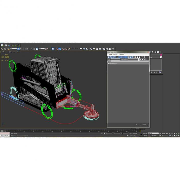 Compact Tracked Loader With Brush Saw Rigged 3D model