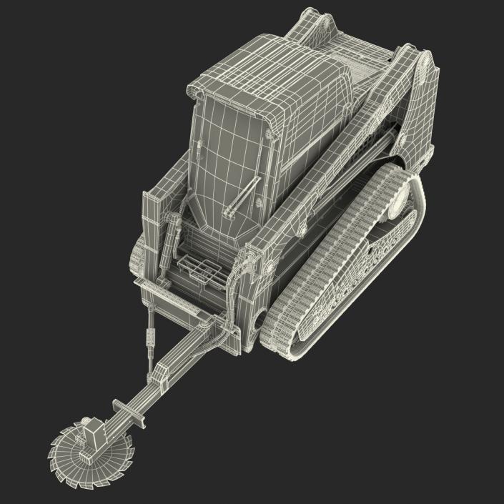 Compact Tracked Loader With Brush Saw Rigged 3D model