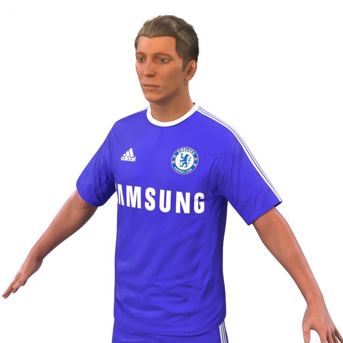 3D Soccer Player Chelsea with Hair