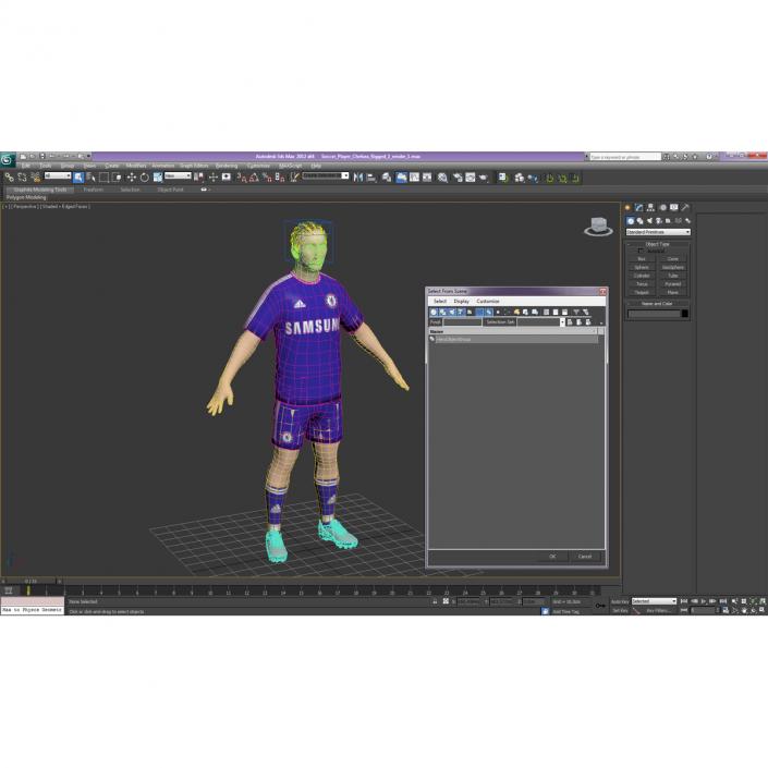 3D Soccer Player Chelsea with Hair