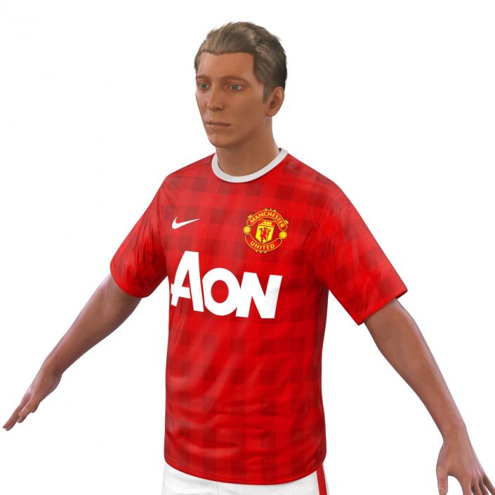 3D Soccer Player Manchester United with Hair