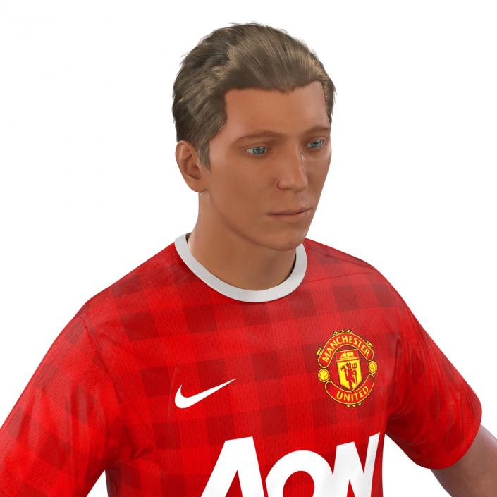 3D Soccer Player Manchester United with Hair