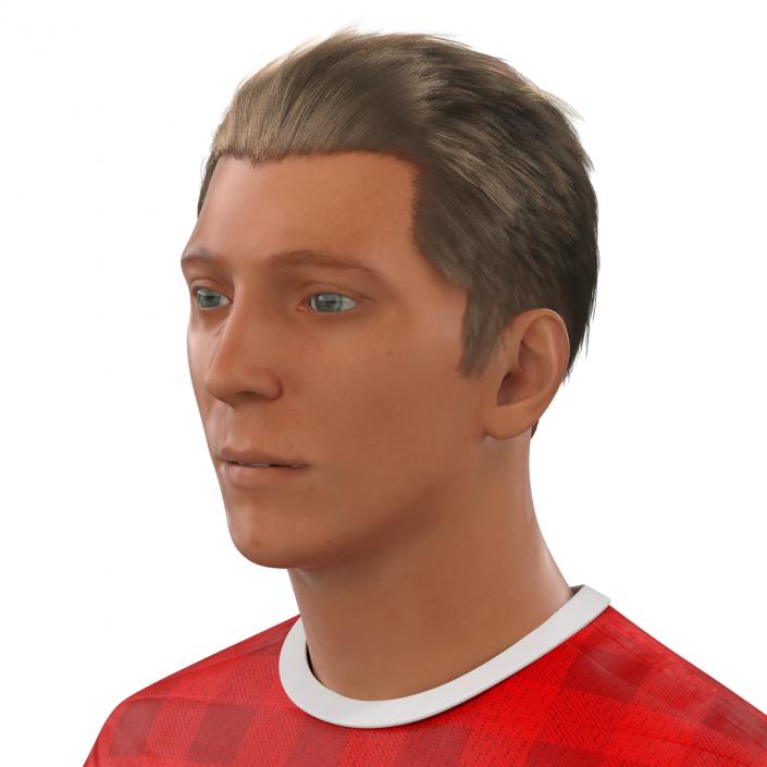 3D Soccer Player Manchester United with Hair