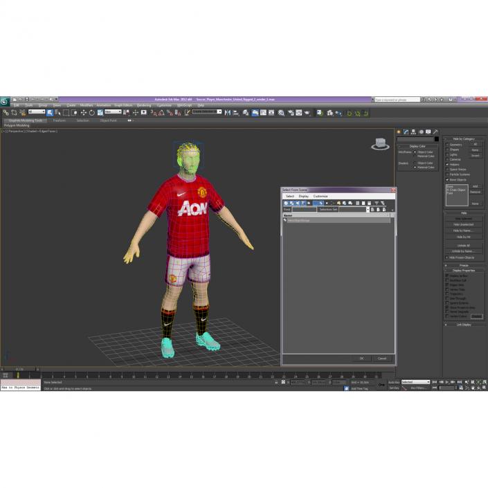 3D Soccer Player Manchester United with Hair