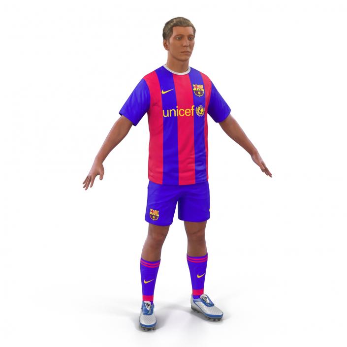 3D Soccer Player Barcelona with Hair model