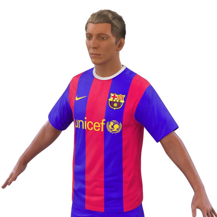 3D Soccer Player Barcelona with Hair model