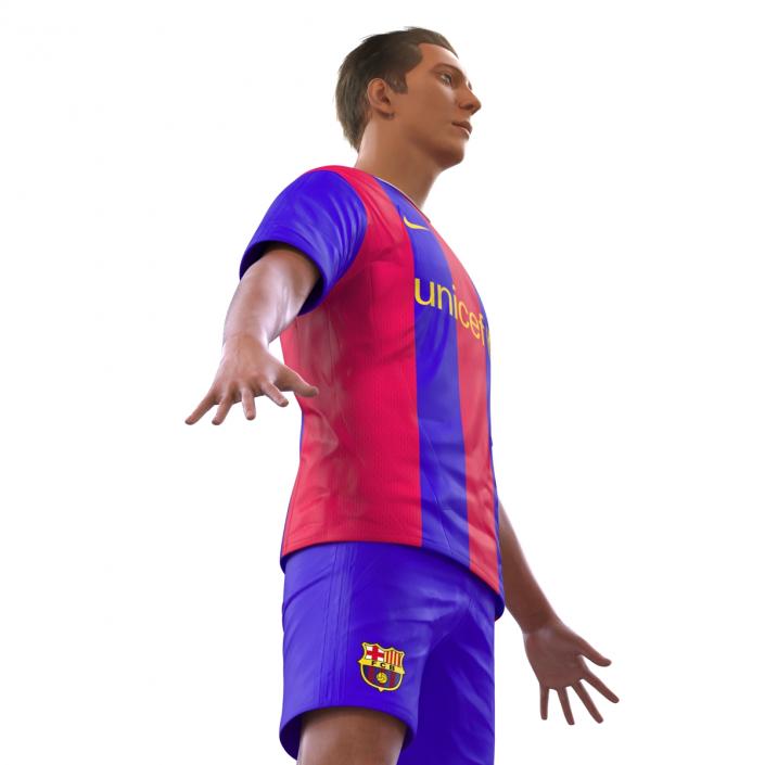 3D Soccer Player Barcelona with Hair model