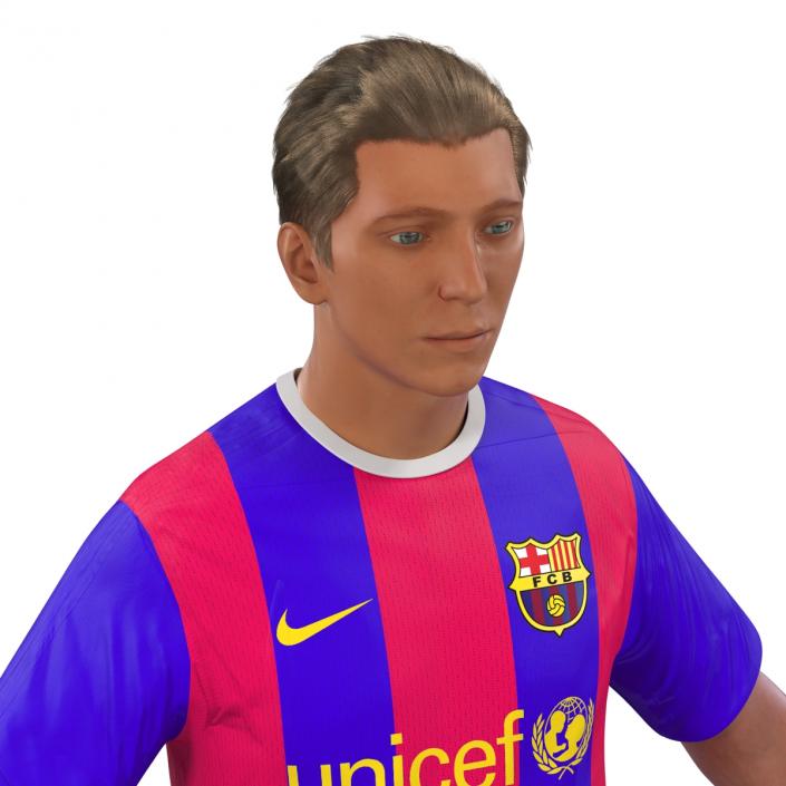 3D Soccer Player Barcelona with Hair model