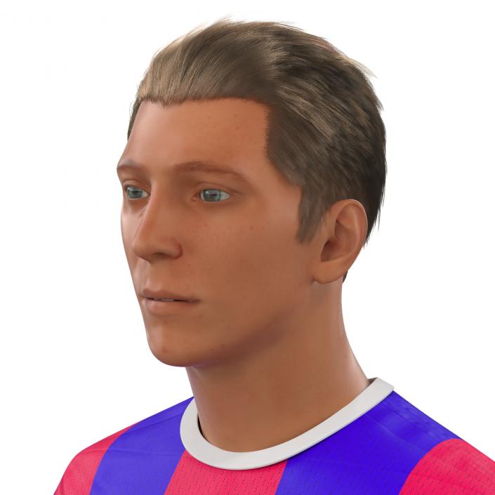 3D Soccer Player Barcelona with Hair model