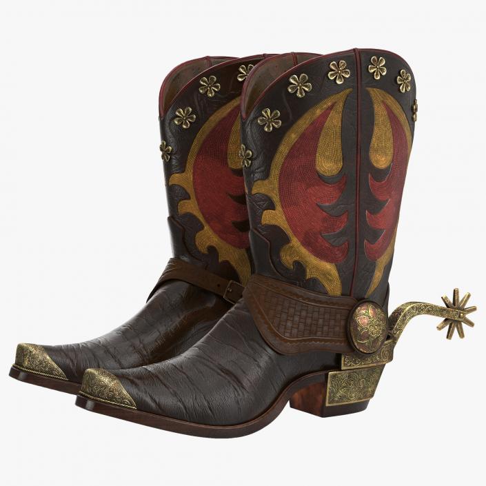 Western Boots with Spurs 3D model