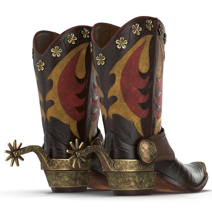 Western Boots with Spurs 3D model