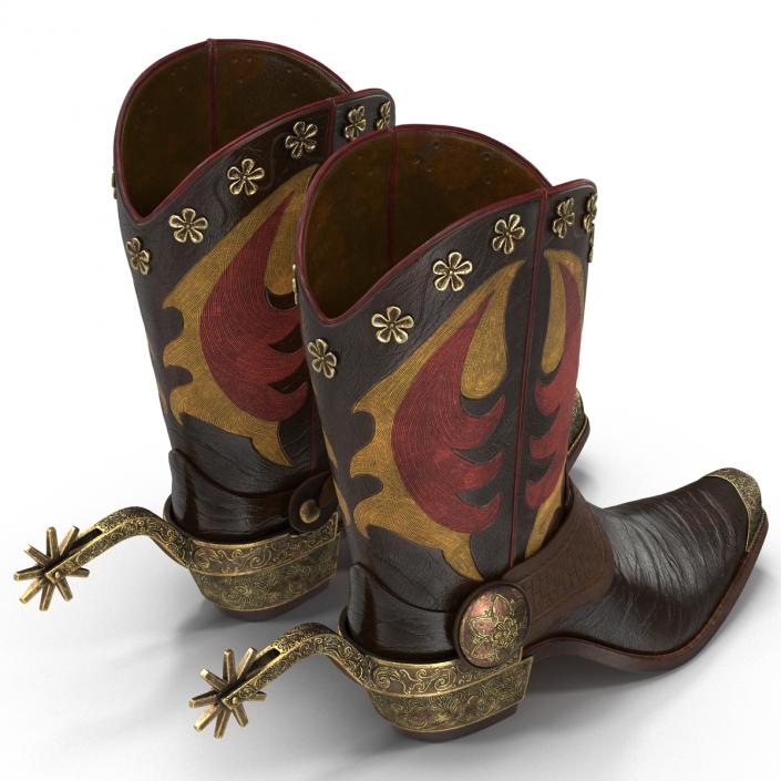 Western Boots with Spurs 3D model