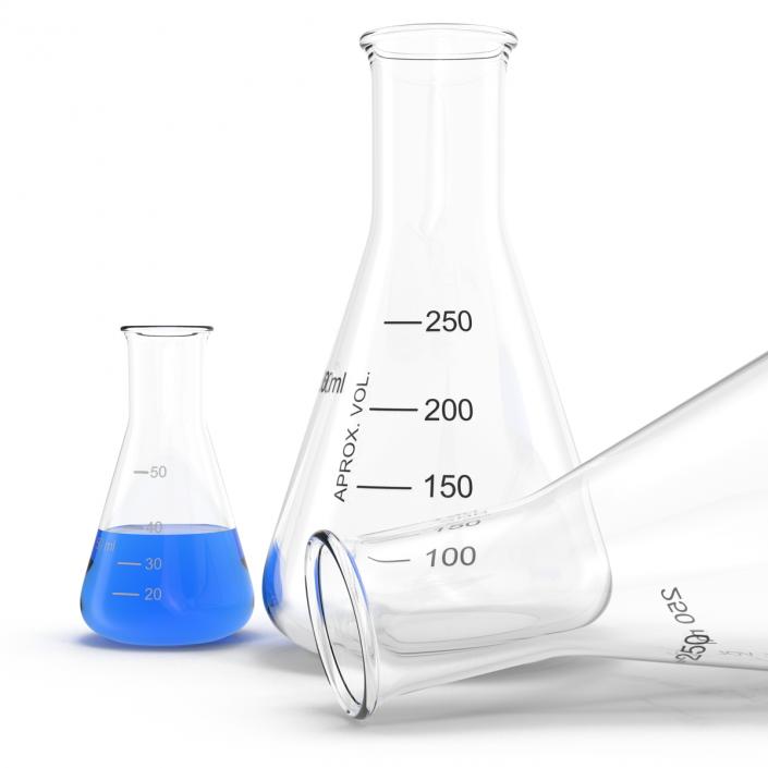 3D Erlenmeyer Flasks 3D Models Collection model