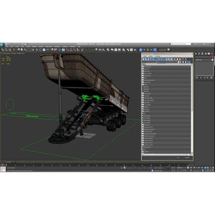 Semi Dump Trailer Rigged 3D model