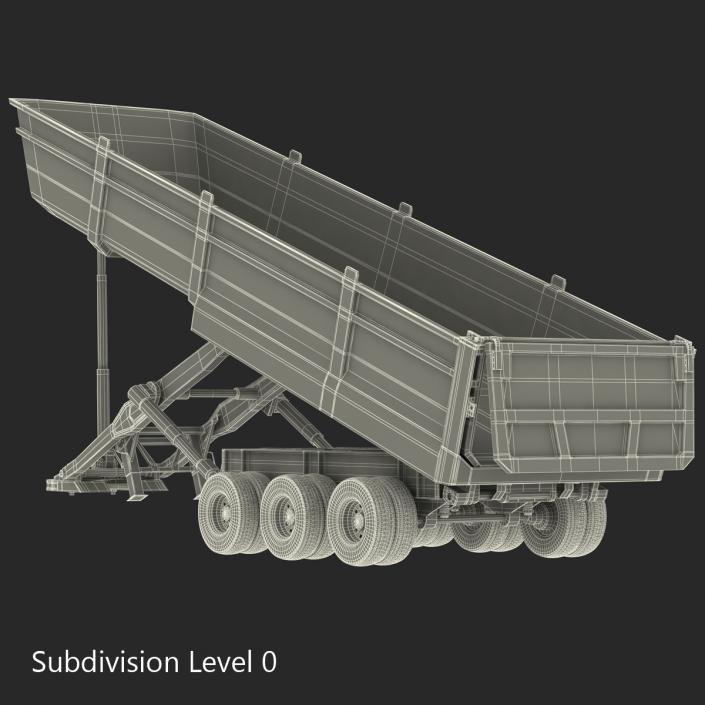 Semi Dump Trailer Rigged 3D model