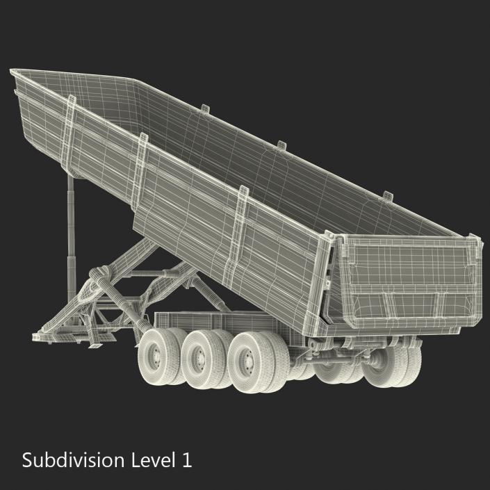 Semi Dump Trailer Rigged 3D model