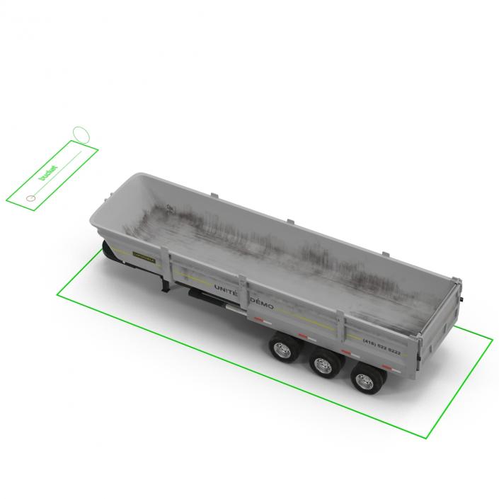 Semi Dump Trailer Rigged 3D model