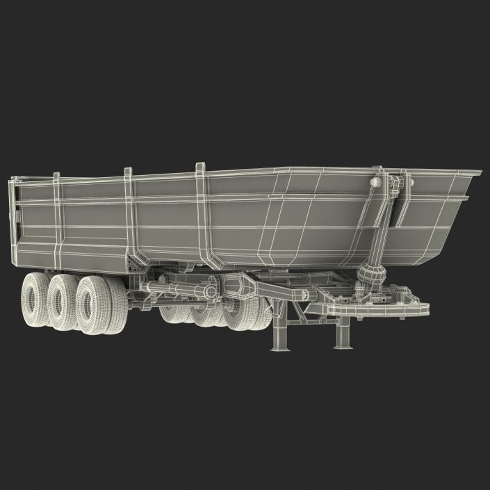 Semi Dump Trailer Rigged 3D model