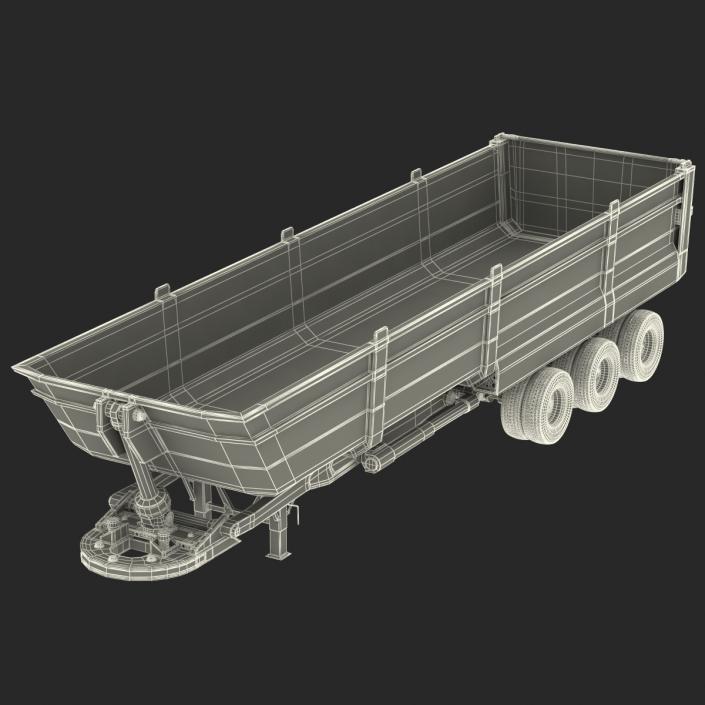 Semi Dump Trailer Rigged 3D model