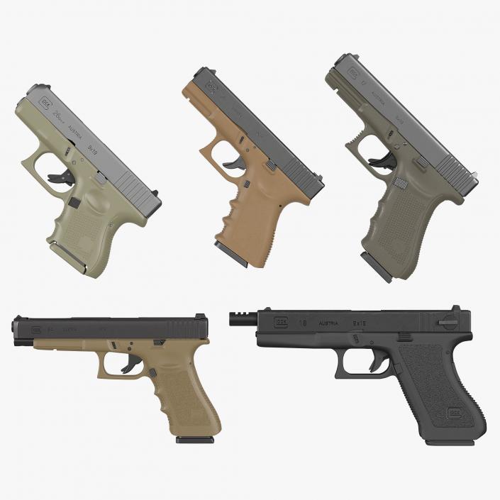 Glock Pistols 3D Models Collection 3D model