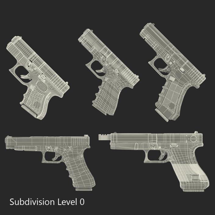 Glock Pistols 3D Models Collection 3D model