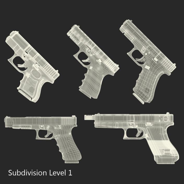 Glock Pistols 3D Models Collection 3D model