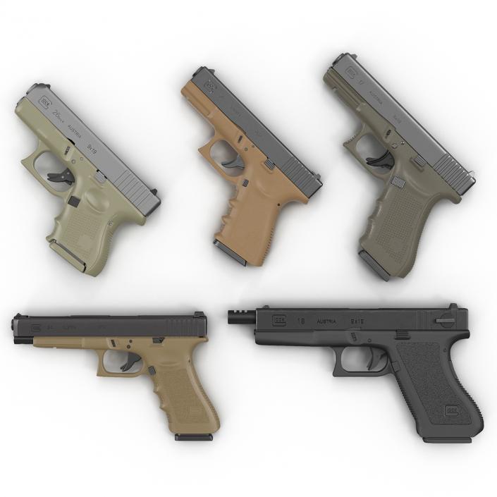 Glock Pistols 3D Models Collection 3D model