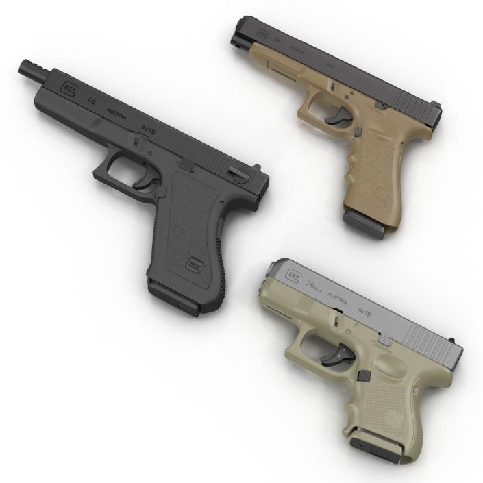 Glock Pistols 3D Models Collection 3D model