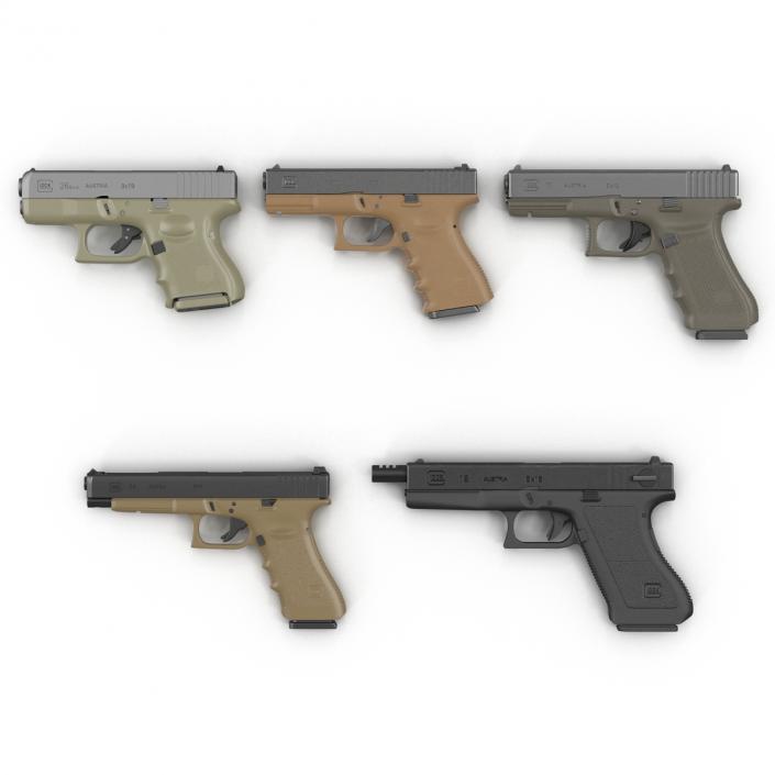 Glock Pistols 3D Models Collection 3D model