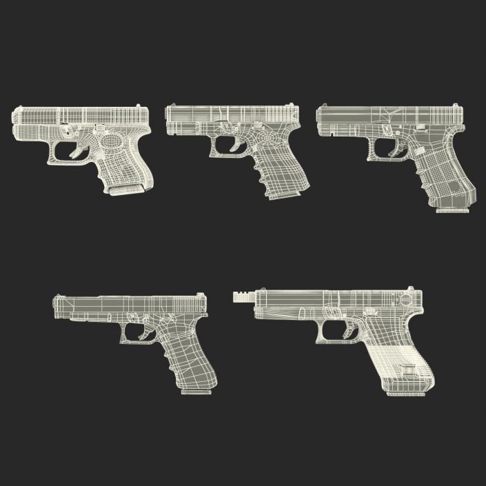 Glock Pistols 3D Models Collection 3D model