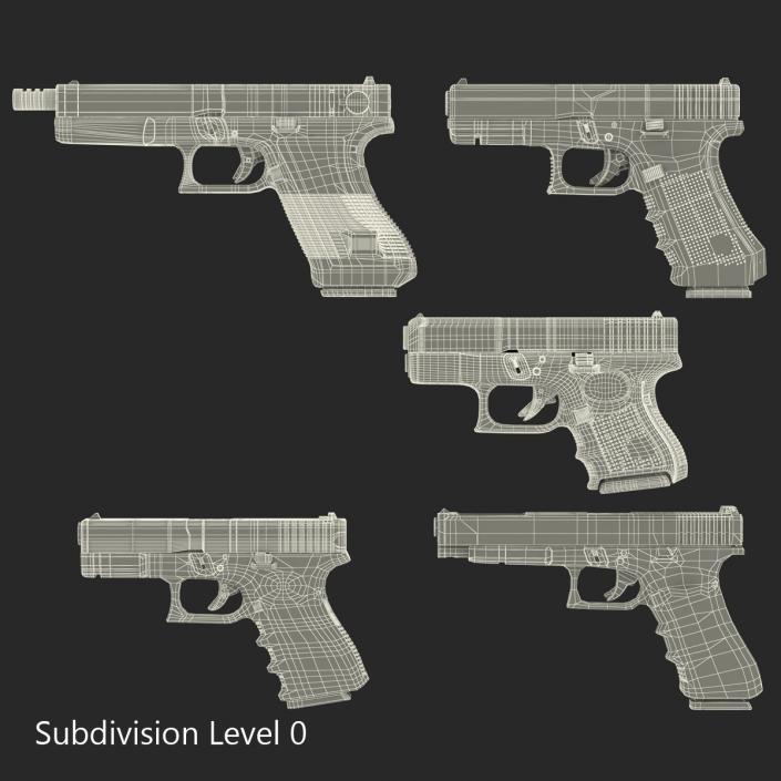 3D Glock Pistols 3D Models Collection 2