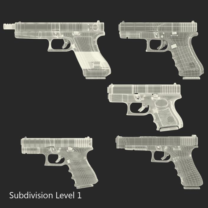 3D Glock Pistols 3D Models Collection 2