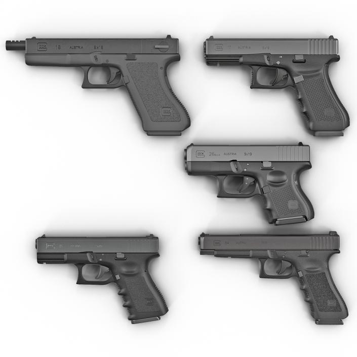 3D Glock Pistols 3D Models Collection 2