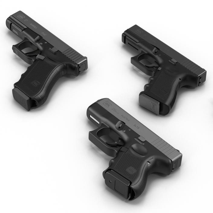 3D Glock Pistols 3D Models Collection 2