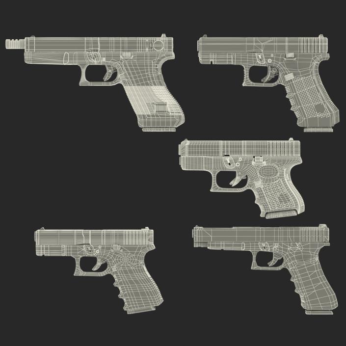 3D Glock Pistols 3D Models Collection 2