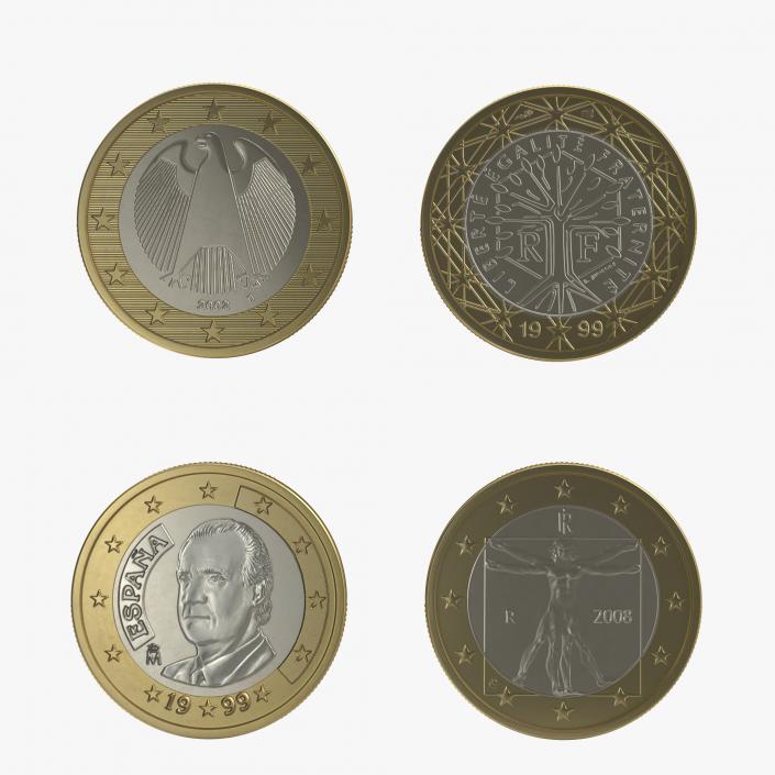 3D 1 Euro Coins Collection model