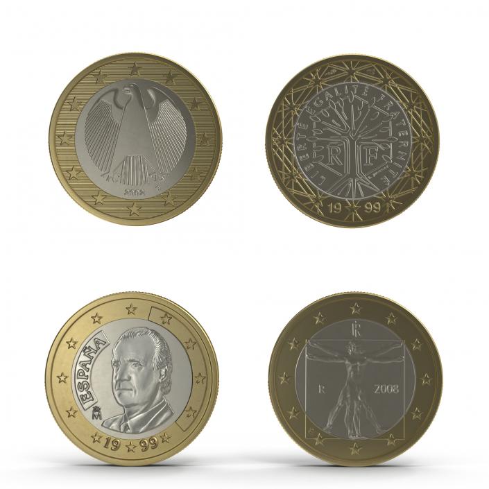 3D 1 Euro Coins Collection model