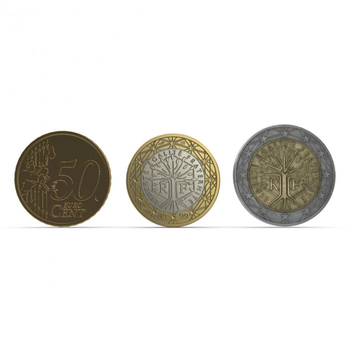 3D French Euro Coins Collection model