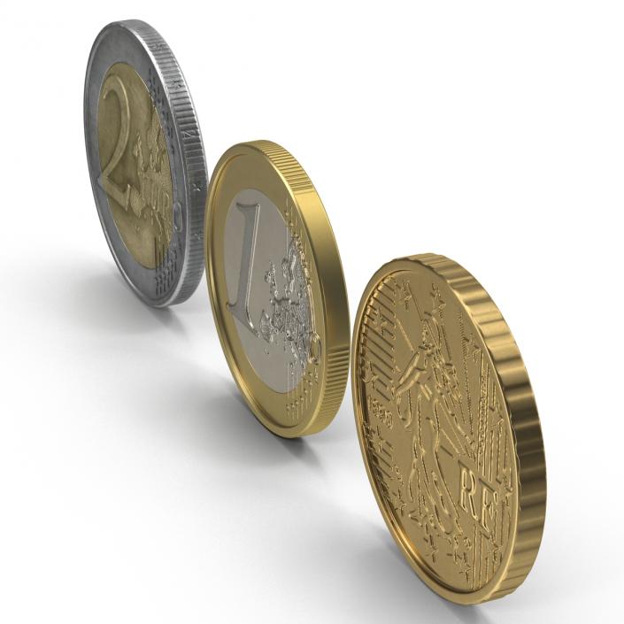 3D French Euro Coins Collection model