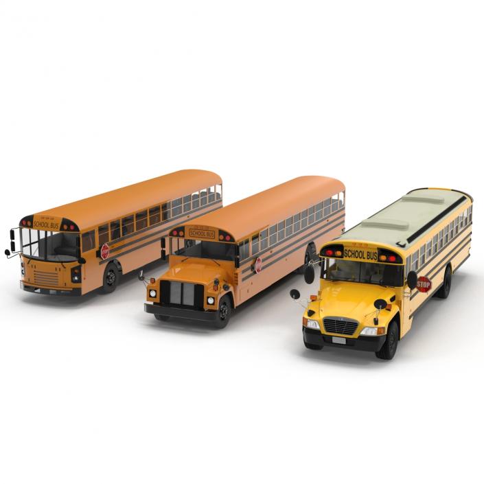 3D School Buses 3D Models Collection model