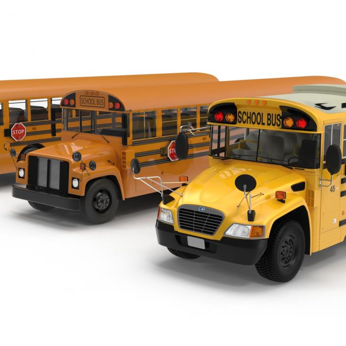 3D School Buses 3D Models Collection model