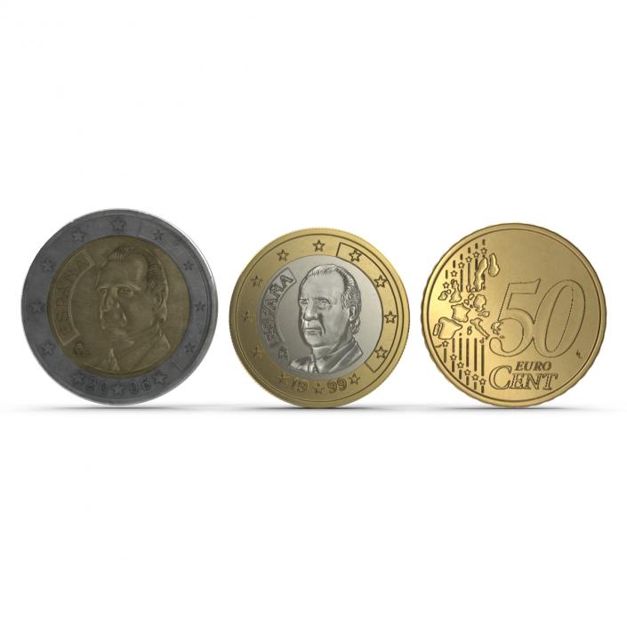 Spain Euro Coins Collection 3D