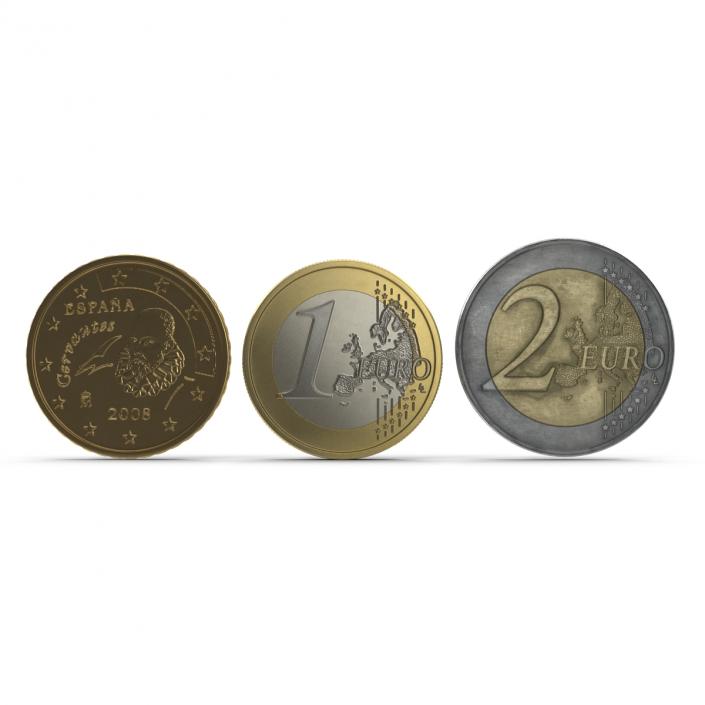 Spain Euro Coins Collection 3D